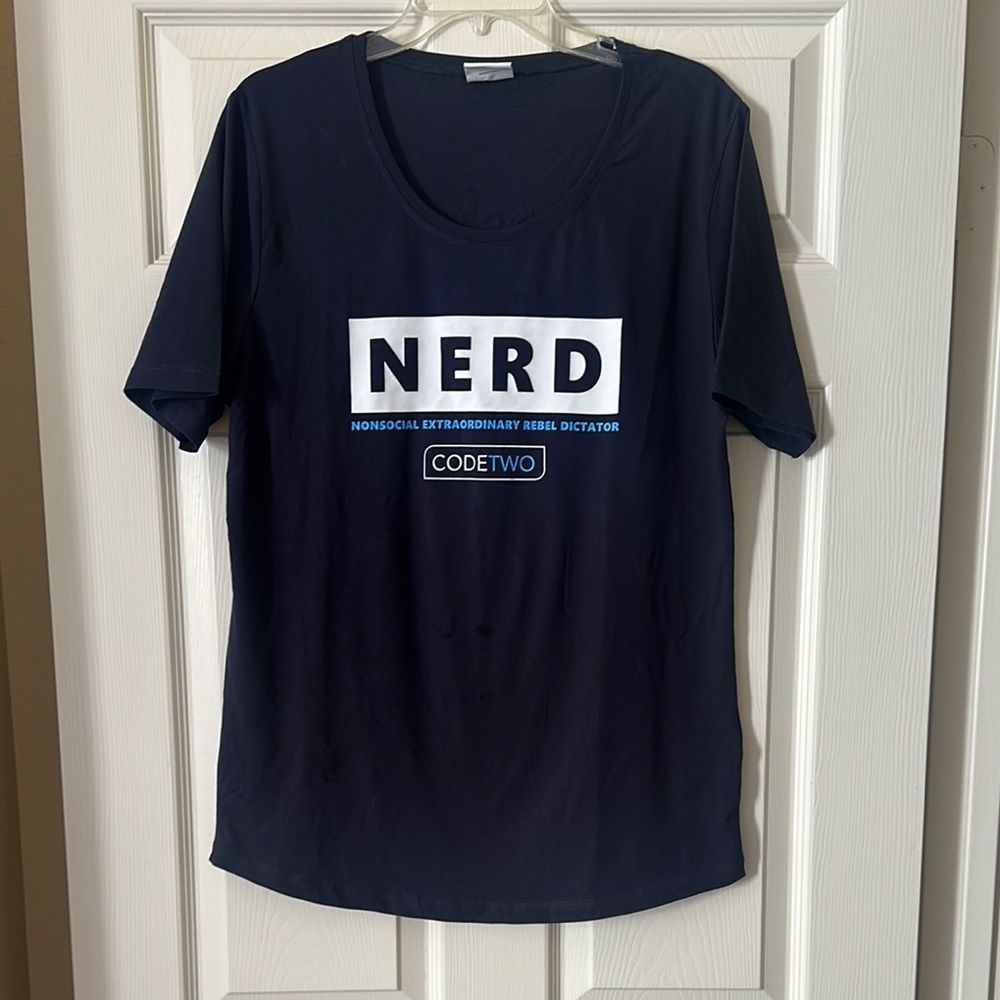 (New) Code Two: NERD Funny Navy Blue Graphic T-Shirt